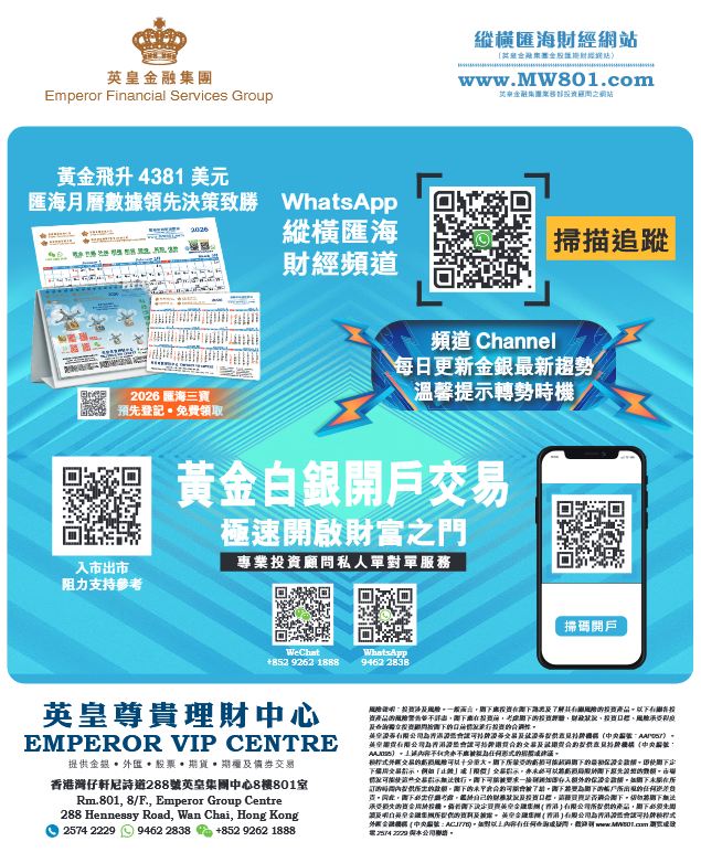 在WhatsApp上追蹤「MW801市埸參考」頻道 咨詢熱線9262 1888