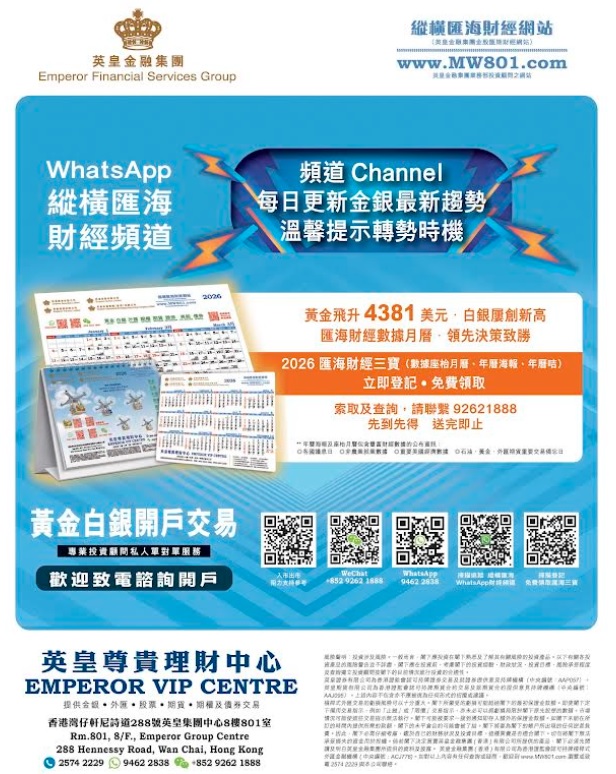 在WhatsApp上追蹤「MW801市埸參考」頻道 咨詢熱線9262 1888