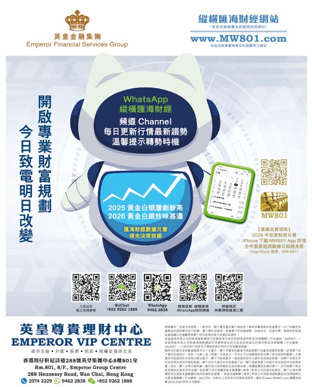 在WhatsApp上追蹤「MW801市埸參考」頻道 咨詢熱線9262 1888